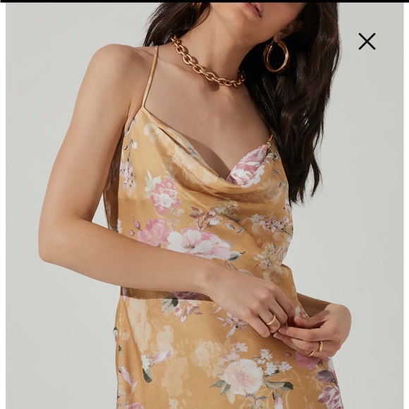 ASTR Gaia Strappy Bias Cut Satin Midi Dress - Picture 2 of 3